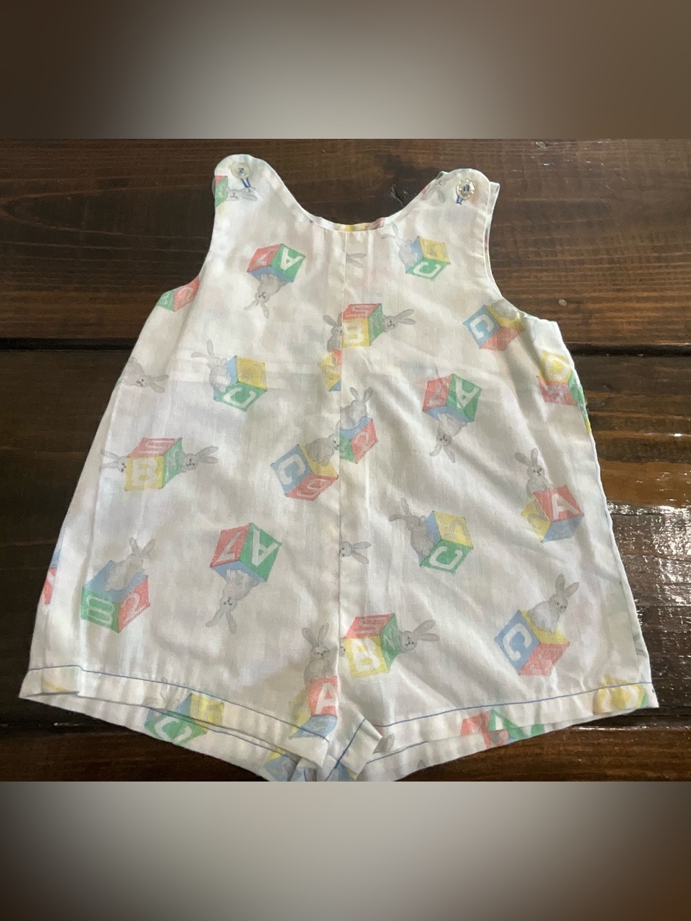Vintage Handmade Child’s Light Cotton Jumper ABC Rabbits One Piece